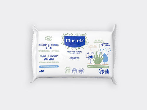 Lingettes de coton BOI à l'eau 60 unités Mustela Change Toilette - Mustela Canada - 1